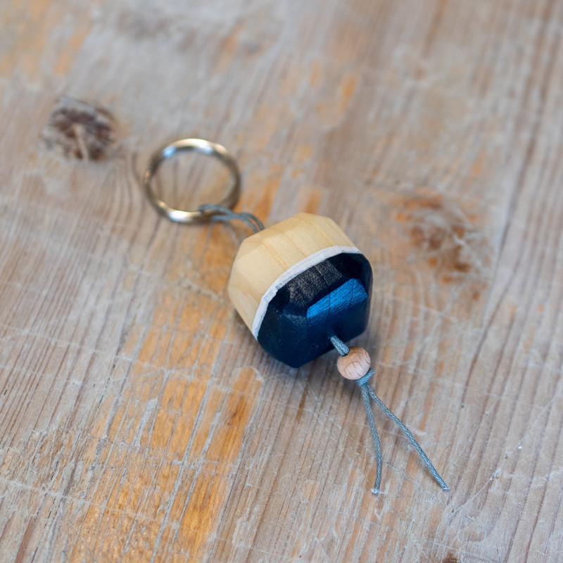 Portachiavi Scaramantico A Forma Di Bara - Legno, Con Manina Cornuta, Made In Italy